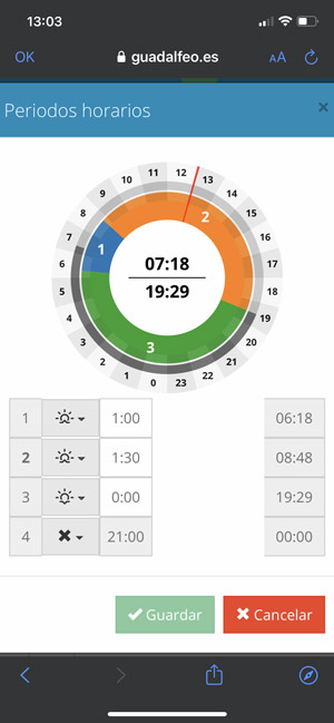 Periodos horarios en la nueva App Guadalfeo